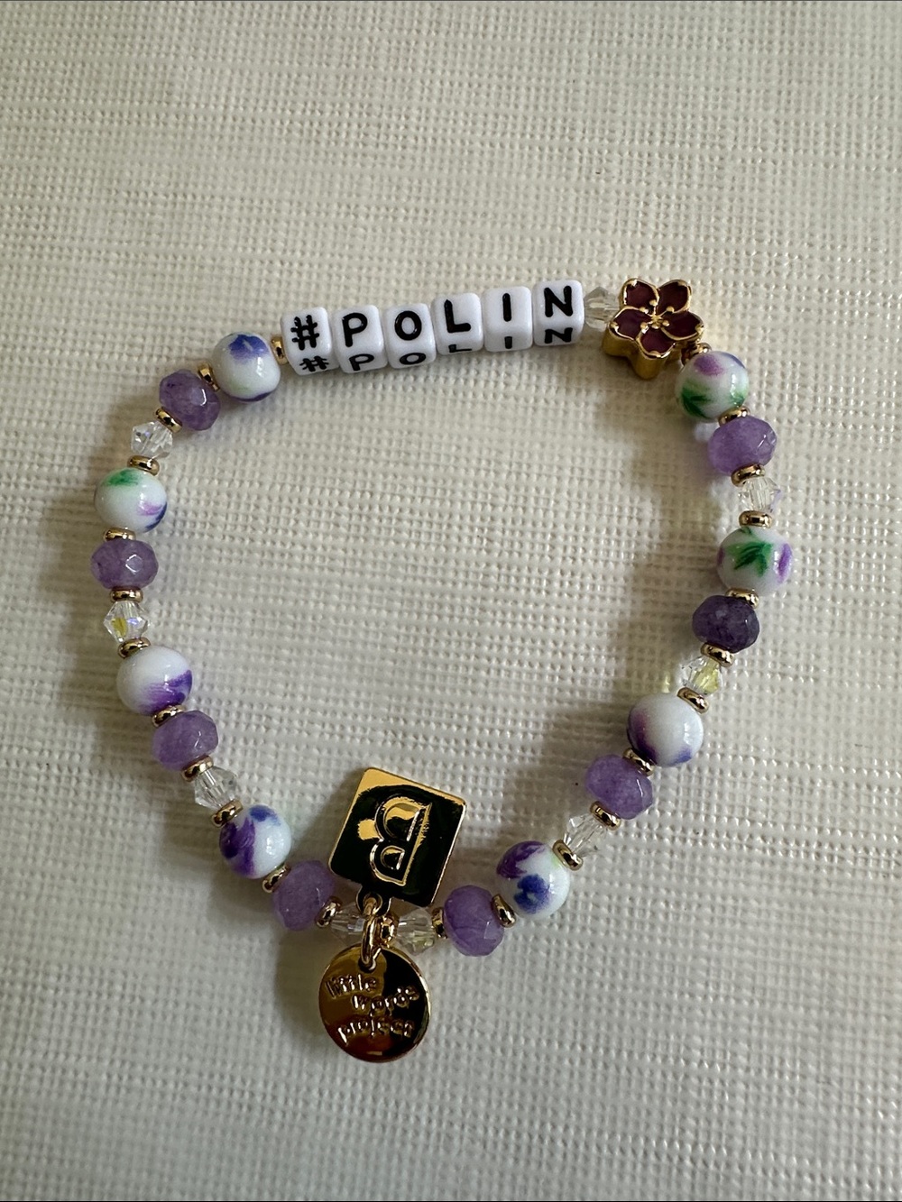Little Words Project Bridgerton Beaded Bracelet Purple Floral with Charms #POLIN